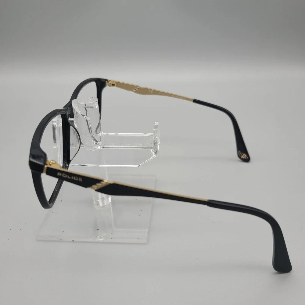 Police VPL986K COL 0700 Black Gold Rectangular Eyeglass Frames 145mm